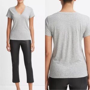 Vince Pima Cotton Essential V-Neck T-Shirt Heather Grey Size L